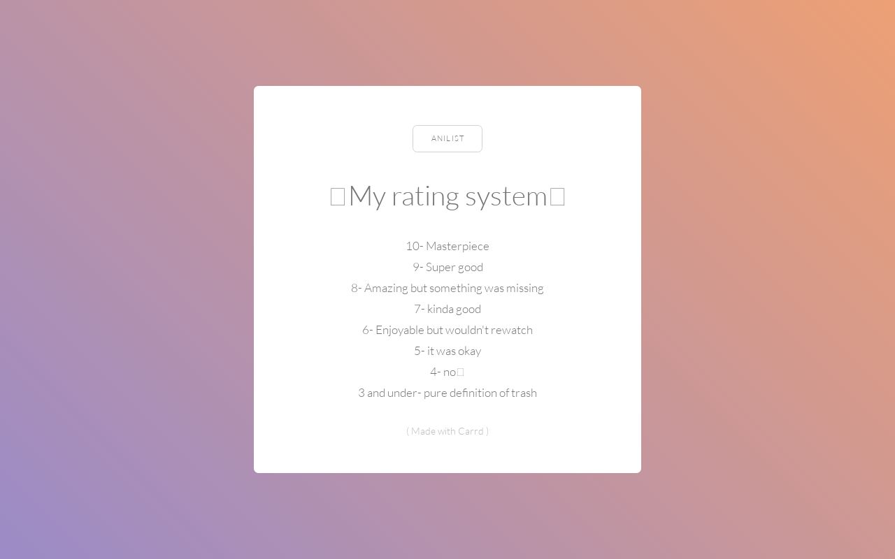 Carrd profile picture for @ratings